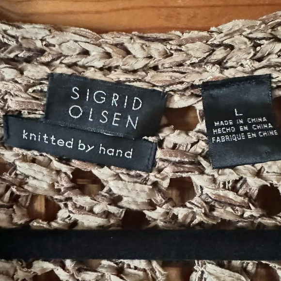 Sigrid Olsen open weave handmade silk blend sweater art to wear unique - Picture 6 of 8